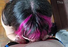 Trans newbie barebacks her own tight ass with huge cock creampie