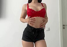 hey check out this hot milf's big natural tits in bra try-on haul