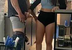 Latina bends over for contractor's thick cock deep inside her