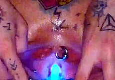 wanna see my piss hole stretch wide with glowstick while pussy squirts cum all over?