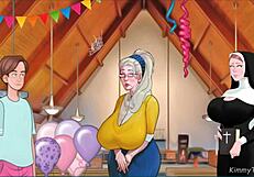 Sexnote game tempts old widow granny to deepthroat fat young cock at church wedding