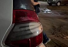 exhibitionist wife flashes then takes cock deep in the car