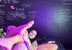 Lexi puffs smoke while vibrating her huge pussy lips and big natural tits