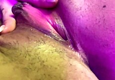 Lexi puffs smoke while vibrating her huge pussy lips and big natural tits