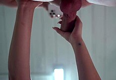 stepsister punished in garage for skipping homework sheer top