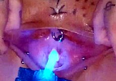 wanna see my piss hole stretch wide with glowstick while pussy squirts cum all over?