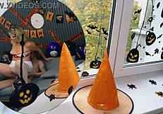 mature nurse in halloween costume rides patient cock hard