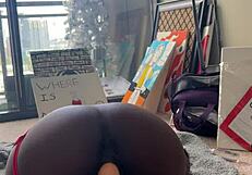 damn this ebony babe cant handle that fuck machine pounding her tight pussy