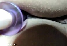 Young wife Karina plays with huge buttplug alongside Lucas