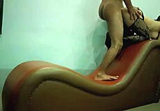 Myanmar cheating wife bent over sofa takes intense doggystyle pounding