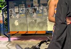 risky bareback creampie on wife by stranger at train line shocks cuck