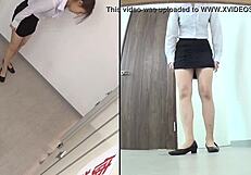 Ever seen a cute japanese babe wet her panties spying in public bathroom?