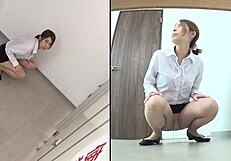 Ever seen a cute japanese babe wet her panties spying in public bathroom?