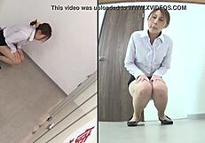 Ever seen a cute japanese babe wet her panties spying in public bathroom?