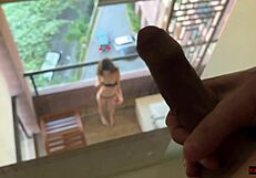 hey neighbor caught me naked on balcony so i gave him quick anal doggystyle cumshot