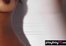 Skinny ebony ballerina jahla pope strips naked during workout routine