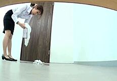 Ever seen a cute japanese babe wet her panties spying in public bathroom?
