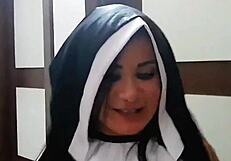 halloween innocent nun, open wide for my creampie blowjob treat