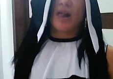 halloween innocent nun, open wide for my creampie blowjob treat