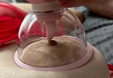 Cute colombian brunette's nipples sweetly licked by crazy vacuum tongue fetish