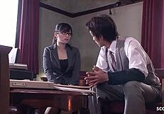 Petite Japanese Stepsis in Glasses Seduces for Creampie Doggystyle After Work Uncensored Fuck