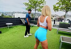 Fit Blonde Milf's Big Tits Bounce on Young Neighbor's Monster Cock