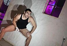 Sexy doctor cosplay patient masturbates with gloves on muscular bodybuilder monster cock