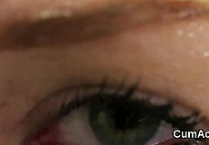 whoa, this wild babe swallows every drop from the bukkake blast!