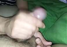 back from vacation with creamy handjob milking my load