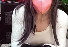 masked asian beauty crossdresses masturbates live on stream