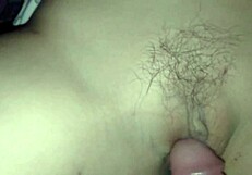 pretty brunette's shaved pussy squirts hard from theragun vibrator orgasm