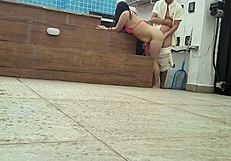 wife cheats on husband banging hot pool boy bareback doggystyle