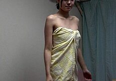 Akane Iruma Strips Leotard Exposes Boobs Nipples in Steamy Shower Bath