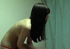 Akane Iruma Strips Leotard Exposes Boobs Nipples in Steamy Shower Bath