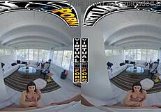 Stepsister Mae Milano stuffs stepbro's dick down throat bent over doggystyle moaning