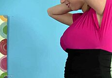 cute teen's big natural tits bounce shaved pussy cummed in stockings