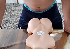 Watch This Shy 18+ Newbie Test His Kinky Fuck Doll Toy!