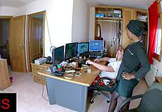 Black milf cougar gets pussy and ass fucked doggystyle cowgirl with interracial cum swallow rimjob