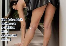 bored office secretary in leather dress heels licks boss pussy at work outdoors part two