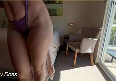 Wifey Models Sexy Lingerie Panties for Voyeur Hubby