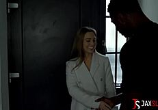 Stunning Bambi Silk Bent Over for Big Black Cock Interracial Doggystyle Pounding