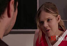 Tiny cheerleader fulfills teacher's classroom desk fantasy