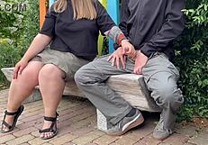 best way to drain son-in-law's cum? milf's fat ass legs spread outdoor!