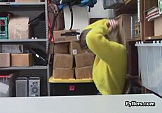 Big tits Russian shoplifter busted and fucked hard!