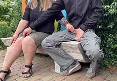 best way to drain son-in-law's cum? milf's fat ass legs spread outdoor!