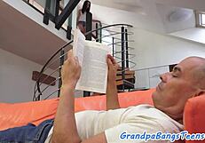 Sweet 18+ Teen Sucks Grandpa's Cock and Swallows His Thick Cum