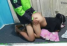 housewife in costume bent over doggystyle with big natural tits bouncing