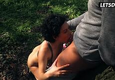 stacy bloom flashes big natural tits then fucks stranger outdoor to dorm