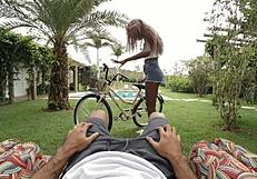 Ebony Teen Jeni Pretinha Rides Cock After Bike Ride Outdoors