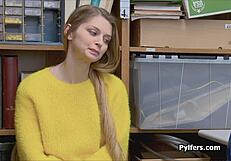 Big tits Russian shoplifter busted and fucked hard!